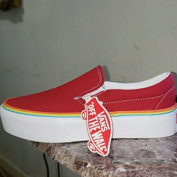 Vans Shoes - VANS CLASSIC SLIP ON PLATFORM (RED) WOMEN SHOES